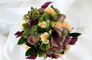 yellow and pink artificial Rose flowers bouquet