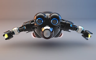photography of black flying robot