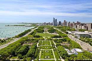 aerial photo of park, Chicago, USA, cityscape