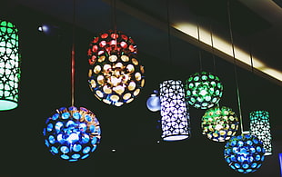 eight assorted pendant lights
