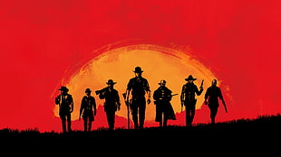 yellow, red, and black group of men digital wallpaper, Red Dead Redemption, red, gamers, Gamer