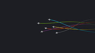 white airplanes leaving assorted-color lines digital wallpapers, airplane, aircraft, minimalism