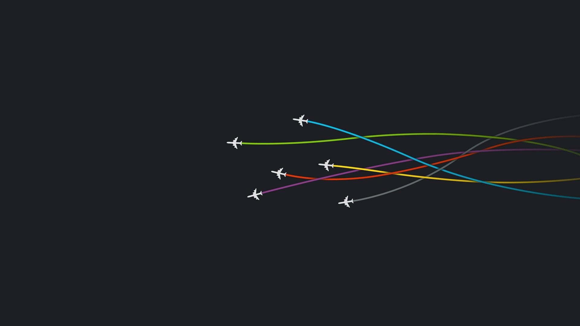 white airplanes leaving assorted-color lines digital wallpapers, airplane, aircraft, minimalism
