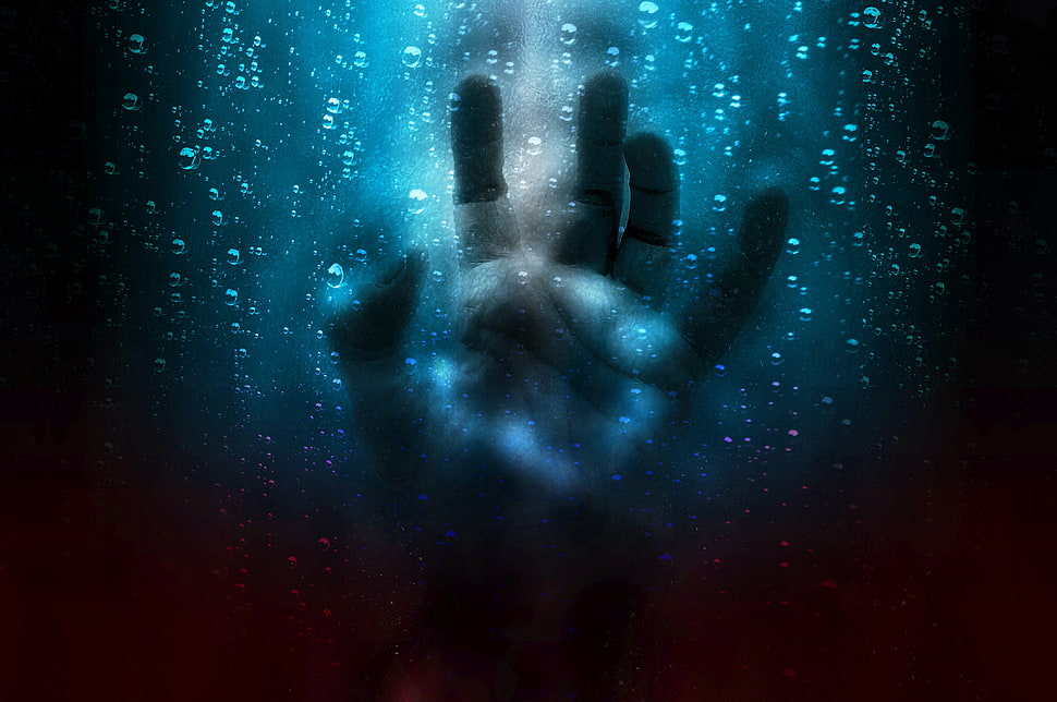 human hands between raindrops HD wallpaper