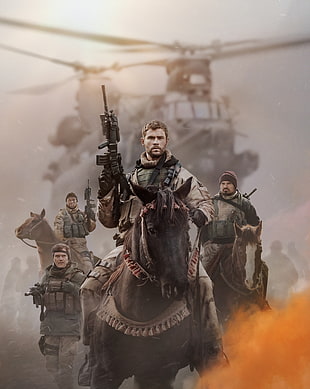 Chris Hemsworth holding assault rifle movie scene HD wallpaper