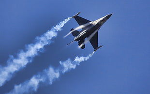 gray Sukhoi Su-35, aircraft, military aircraft, General Dynamics F-16 Fighting Falcon