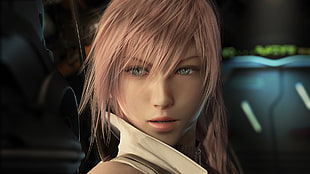 female anime character digital wallpaper, anime, video games, Final Fantasy XIII, Claire Farron