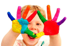 boy multicolored hand painting