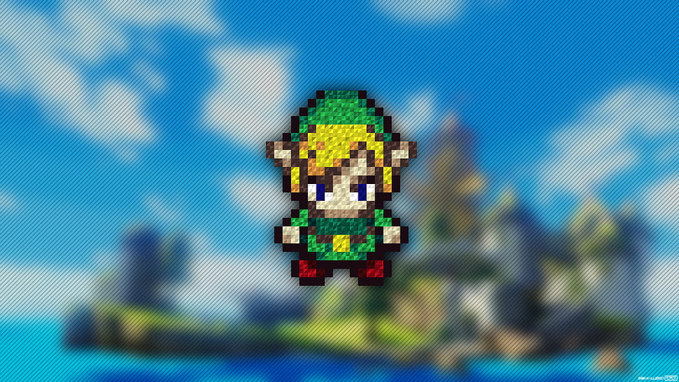The Legend of Zelda Link illustration], Link, The Legend of Zelda, Trixel, pixel art HD wallpaper