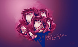 pink flowers illustration, painting, digital art, rose, flowers