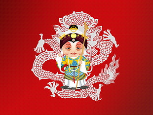 Empress holding cane with dragon behind her graphic wallpaper