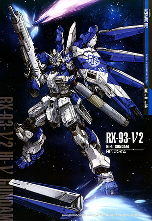 Gundam RX-93-V2 poster, Gundam, robot, Mobile Suit Gundam Char's Counterattack, Universal Century HD wallpaper