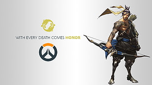 with every death comes honor digital wallpaper, Blizzard Entertainment, Overwatch, video games, logo HD wallpaper