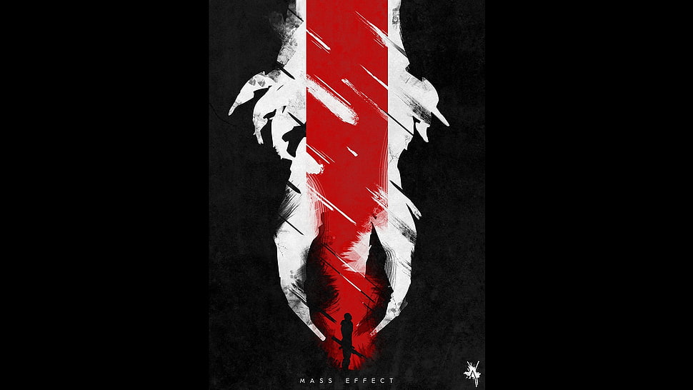 red and white artwork, Mass Effect HD wallpaper