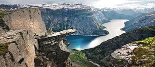 rock mountain cliff, fjord, sea, cliff, canyon