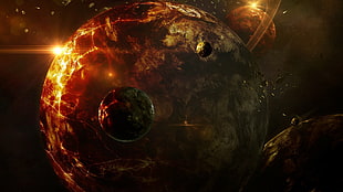 planets digital wallpaper, space, planet, apocalyptic, digital art