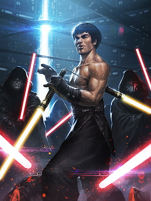 Bruce Lee, Star Wars, lightsaber, Sith HD wallpaper