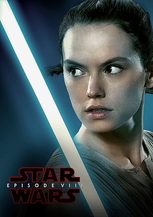 Star Wars Episode VIII The Last Jedi, Star Wars, Rey, Daisy Ridley, lightsaber HD wallpaper