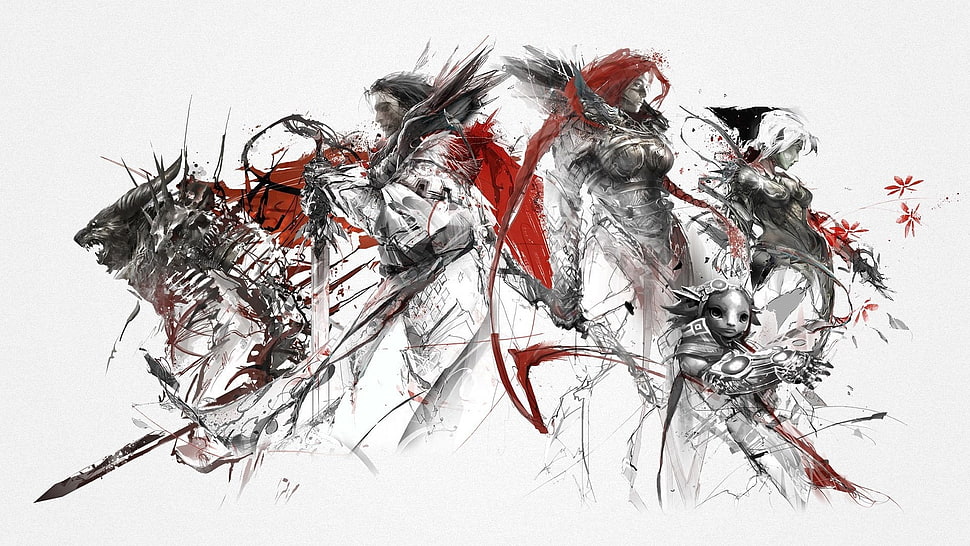 artwork of warriors, Guild Wars 2, artwork HD wallpaper