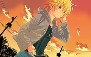 yellow haired male anime character