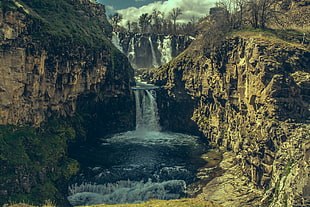 waterfalls, Waterfall, Precipice, Stones