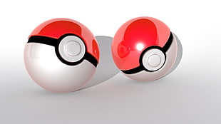 two red and white pokeballs, Pokémon, Pokéballs