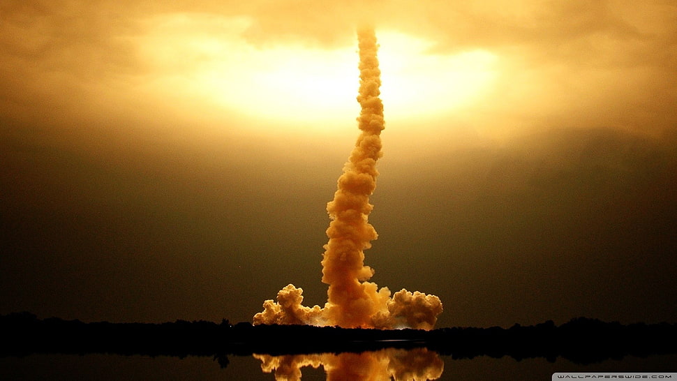 smoke coming through clouds, space HD wallpaper