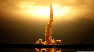 smoke coming through clouds, space