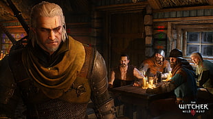 brown wooden framed brown padded armchair, The Witcher 3: Wild Hunt, Geralt of Rivia, CD Projekt RED