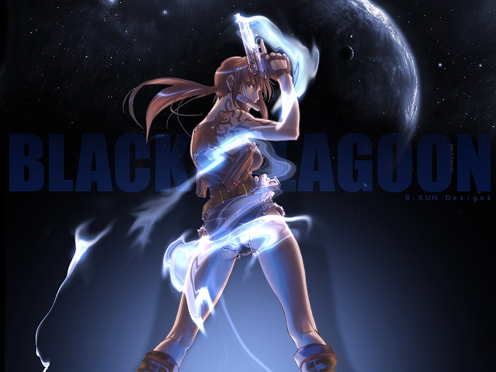 brown haired anime character, Black Lagoon, Revy HD wallpaper