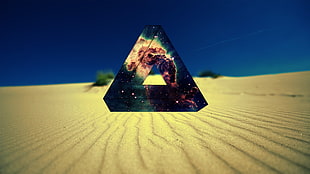 green Peak logo, triangle, desert, space, nebula HD wallpaper