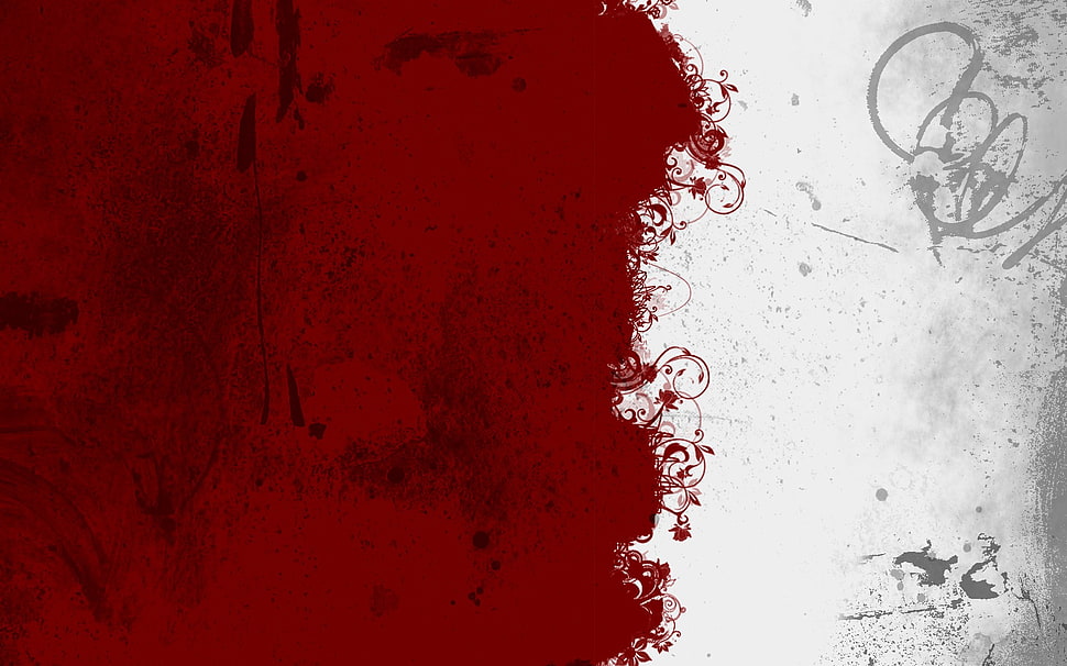 red and white abstract painting, vector, red, white, digital art HD wallpaper
