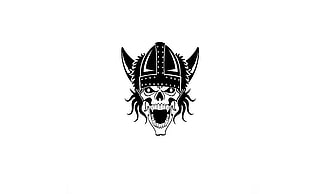 black and white logo, minimalism, Vikings, skull, creepy HD wallpaper