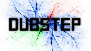 white background with dubstep text overlay, dubstep, music, typography