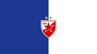 blue and red and white logo, Crvena Zvezda, soccer clubs, soccer, symbols