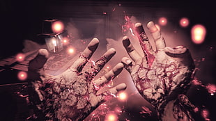 human arms 3D illustration, BioShock Infinite, glowing, hands, cracked