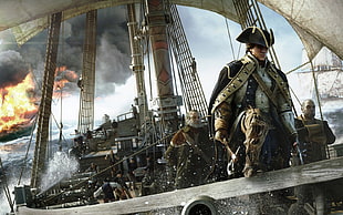 Assassin's Creed Black Flag digital wallpaper, sailing ship, Assassin's Creed, video games, Assassin's Creed III
