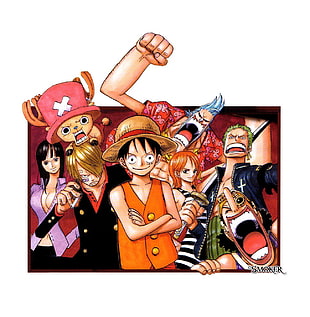 One Piece character poster, One Piece, Monkey D. Luffy, Usopp, Roronoa Zoro HD wallpaper