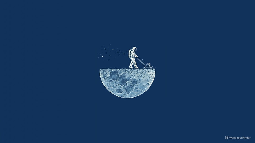 man walking in moon logo, minimalism HD wallpaper