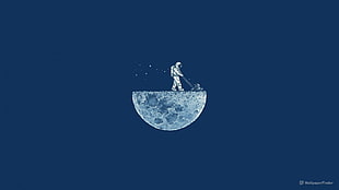 man walking in moon logo, minimalism