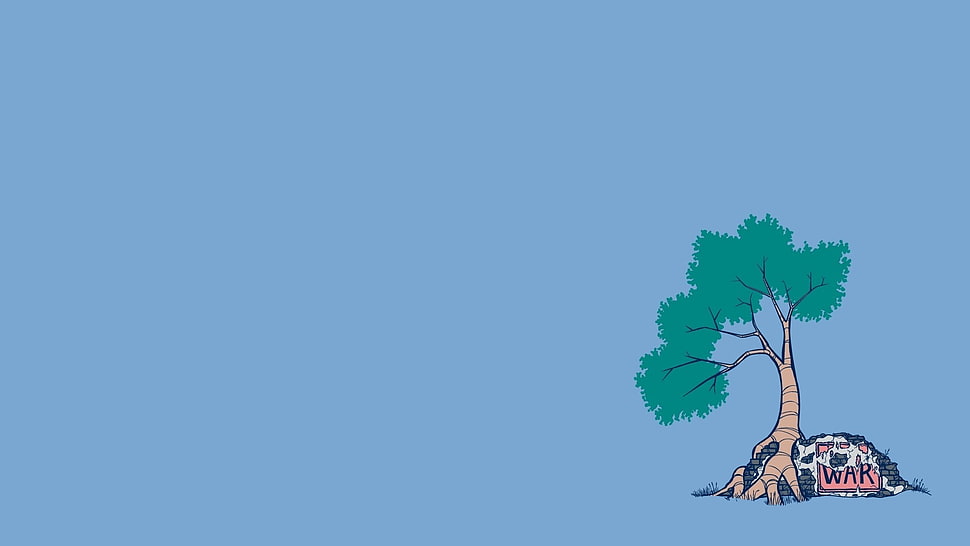 green tree illustration, minimalism HD wallpaper