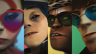 four assorted-character digital wallpaper, Gorillaz, musician, Humanz, music