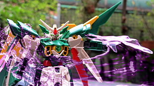 white and green gundum robot, Gundam, Gunpla, Gundam Build Fighters