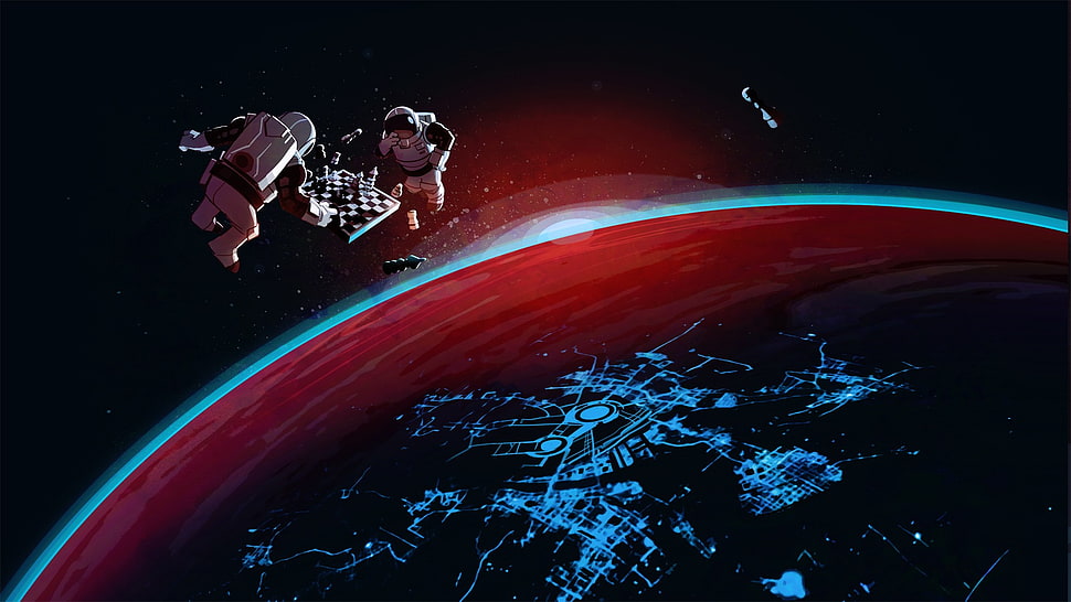 astronauts illustration, space, video games HD wallpaper