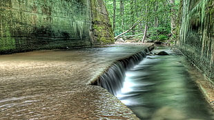 time-lapse photography of river streaming, waterfall, nature, forest HD wallpaper