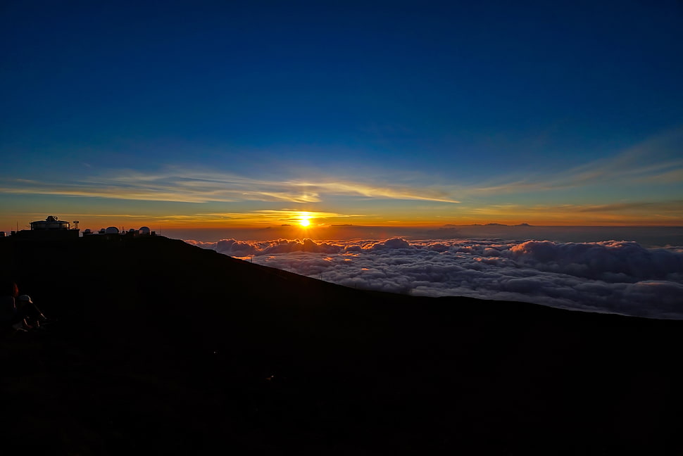 green mountain during sunset HD wallpaper