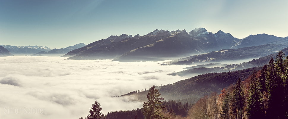 brown mountains, mountains, clouds HD wallpaper