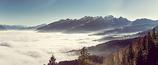 brown mountains, mountains, clouds