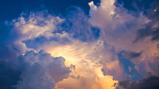 white and yellow clouds, sky, clouds HD wallpaper