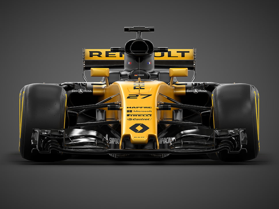 illustration of yellow and black racing car HD wallpaper